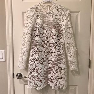 self portrait 3d floral mini dress white